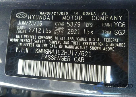 2017 Genesis G80 3.8 from USA, damaged, VIN KMHGN4JE2HU177621